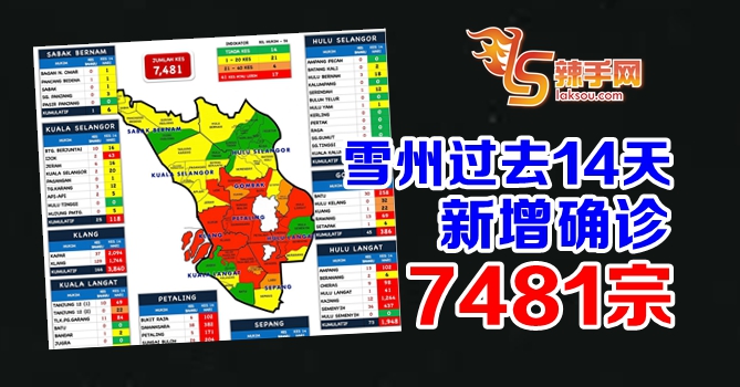 雪州14天新增7481宗确诊